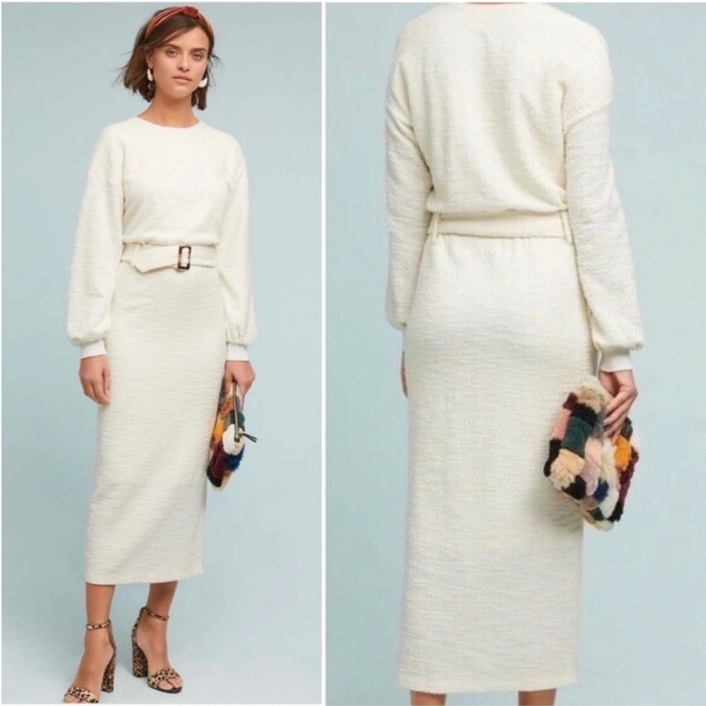 Dolan Anthropologie Jacqueline Sweater Dress Cream Maxi Ivory Bone Left Coast